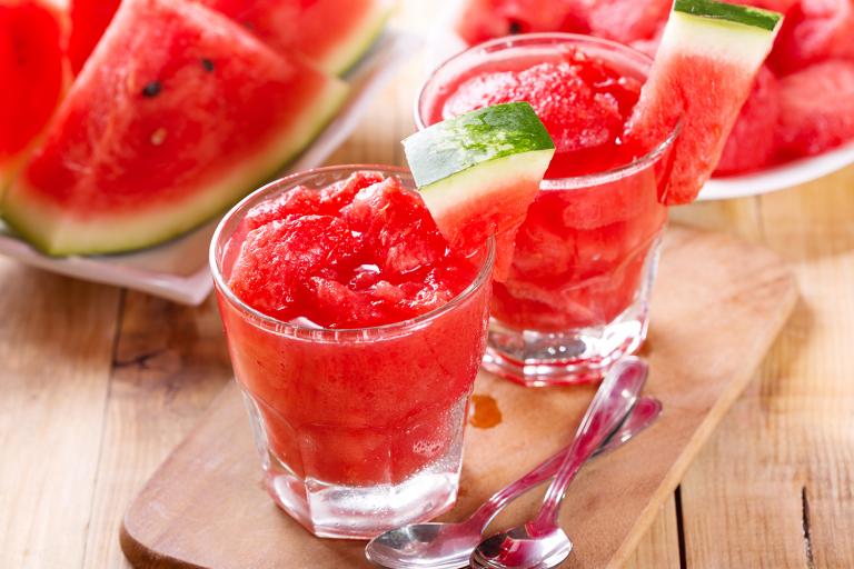 glasses of watermelon and fruit juice