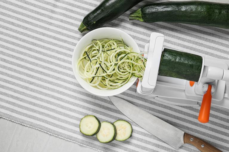 making zoodles with a spiralizer